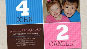 Dual Birthday Invitations Double Birthday Party Invitation Sibling Birthday or Joint