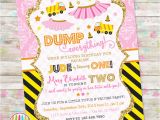 Dual Birthday Party Invitations Dump Truck and Tutu Invitation Trucks and Tutus Double