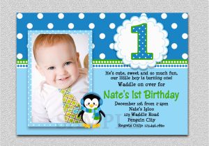 E Invites for First Birthday Penguin Birthday Invitation Penguin 1st Birthday Party Invites
