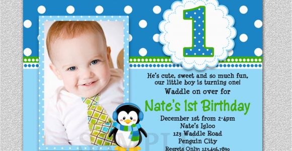 E Invites for First Birthday Penguin Birthday Invitation Penguin 1st Birthday Party Invites