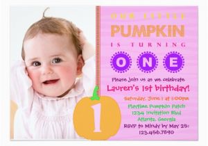 E Invites for First Birthday Pumpkin First Birthday Invitation Zazzle Com