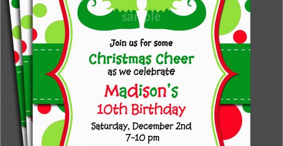 Elf Birthday Party Invitations Christmas Elf Invitation Printable or Printed with Free