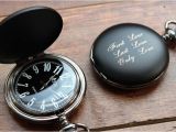 Engraved Birthday Gifts for Him Personalized Pocket Watch Black Matte Black and White