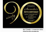 Etsy 90th Birthday Invitations 90th Birthday Invitation Black and Gold 90 Years Any Age