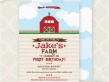 Farm First Birthday Invitations Items Similar to Printable Invitation Farm First