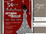 Female 50th Birthday Invitations 50th Birthday Party Invitations Woman Bling Dress Fifty