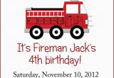 Fire Truck 1st Birthday Invitations Little Red Fire Truck Birthday Party Invitation by