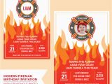 Fireman Birthday Invites Printable Fireman Birthday Party Invitation
