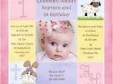First Birthday and Christening Invitation 1st Birthday and Christening Baptism Invitation Sample
