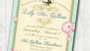 First Birthday Tea Party Invitations 1st Birthday Tea Party Invitation Shabby Chic Vintage