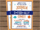 Fish themed Birthday Party Invitations Quot O Fish Ally Quot One Birthday Party Invitation Fish theme