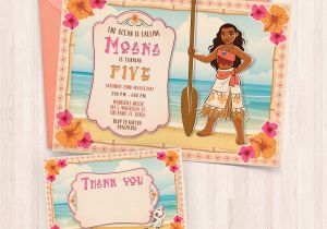 Free Birthday Cards for Printing at Home Printable Moana Birthday Invitations Free Thank You Cards