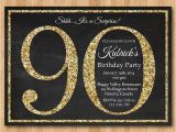 Free Printable 90th Birthday Invitations 90th Birthday Invitation Gold Glitter Birthday Party Invite