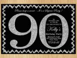 Free Printable 90th Birthday Invitations 90th Birthday Invitation Silver Glitter Birthday Party Invite