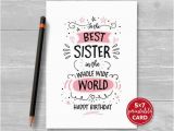 Free Printable Birthday Cards Sister Printable Birthday Card for Sister to the Best Sister In the