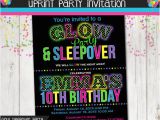 Free Printable Glow In the Dark Birthday Party Invitations Glow In the Dark Sleepover Party Birthday Party