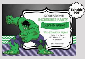 Free Printable Hulk Birthday Invitations Editable Text Hulk Birthday Invitation Hulk Party Invites