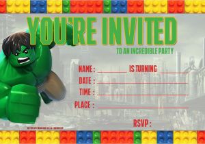 Free Printable Hulk Birthday Invitations Free Lego Hulk Birthday Invitation Template Free
