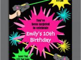 Free Printable Laser Tag Birthday Invitations Laser Tag Girl Birthday Invitation Printable or Printed with