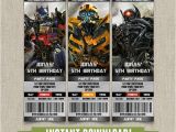 Free Printable Transformer Birthday Invitations Transformers Birthday Ticket Invitation Instant Download
