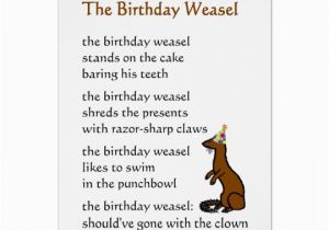 Funny Birthday Card Rhymes the Birthday Weasel A Funny Birthday Poem Card Zazzle