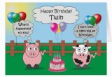 Funny Birthday Cards for Twins Twin Funny Animals Pig Cow Humor Cute Birthday Card Zazzle