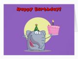 Funny Elephant Birthday Card Funny Elephant with Cake Happy Birthday Card Zazzle