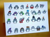 Funny Penguin Birthday Cards Funny Penguin Greeting Card Penguins Dress Up Birthday Etsy