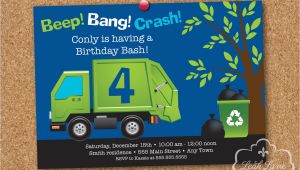 Garbage Truck Birthday Invitations Garbage Recycle Truck Birthday Party Personalized Printable