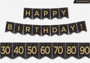 Gold Happy Birthday Banner Free Printable Happy Birthday Banner Printable 30th 40th 50th 60th 70th