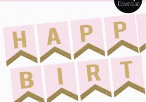 Gold Happy Birthday Banner Free Printable Pink and Gold Glitter Instant Download Happy Birthday