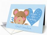 Grandson Birthday Cards Age 3 Third Birthday Great Grandson Teddy Bear and Hearts Card