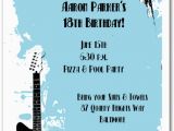 Guitar Birthday Invitations Printable Guitar On Blue Grunge Invitations Rock and Roll Invitations