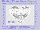 Happy 100th Birthday Quotes 100th Birthday Gift Personalized Poem 8 X 10 by