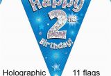 Happy 2nd Birthday Banner Girl Blue Age 2 Happy 2nd Birthday Party Decorations Banners