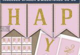 Happy 30th Birthday Banner Gold Birthday Banner Printable Happy Birthday Banner Pink