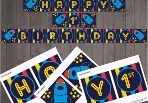 Happy 3rd Birthday Banner Printable Printable Space Rocket Happy Birthday Banner Any Age