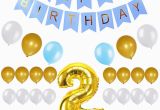 Happy Birthday Balloon Banner Blue Amawill Baby Boy 2nd Birthday Set Happy Birthday Blue