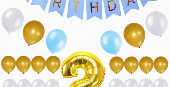 Happy Birthday Balloon Banner Blue Amawill Baby Boy 2nd Birthday Set Happy Birthday Blue