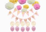 Happy Birthday Balloon Banner Blue Pink Blue Happy Birthday Banner Gold Confetti Balloons