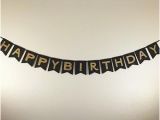 Happy Birthday Banner Black and Gold Happy Birthday Bunting Banner Printable Decoration Black and