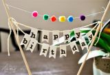 Happy Birthday Banner Diy Diy Birthday Cake Banner with Pom Poms Mother 39 S Niche