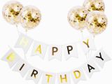 Happy Birthday Banner Gold and Pink Fengrise 5pcs Gold Confetti Balloons Decoration Happy