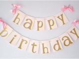 Happy Birthday Banner Gold and Pink Pink and Gold Birthday Party Decorarations Ships In 1 3