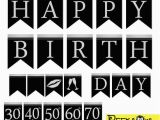 Happy Birthday Banner In Black Instant Download Black Silver Birthday Banners Printable