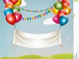 Happy Birthday Banner Inflatable Happy Birthday Banner with Balloons Stock Vector