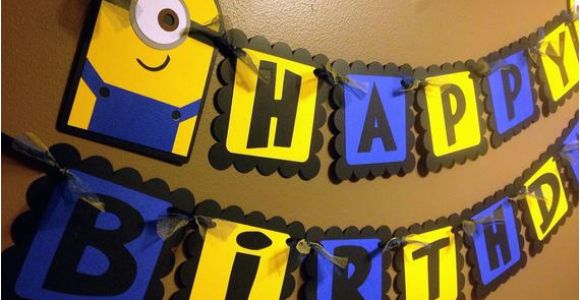 Happy Birthday Banner Minions Minion Despicable Me Inspired Happy Birthday Banner