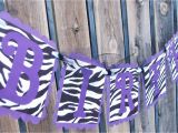 Happy Birthday Banner Printable Violet Purple Zebra Print Happy Birthday Banner by Justbeccuz