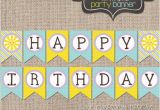 Happy Birthday Banner Printable Yellow Sunshine Happy Birthday Banner Instant by Inkobsessiondesigns