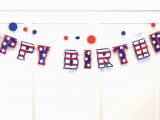 Happy Birthday Banner Red and Blue Americana Birthday Stars and Stripes Birthday Banner by Devany